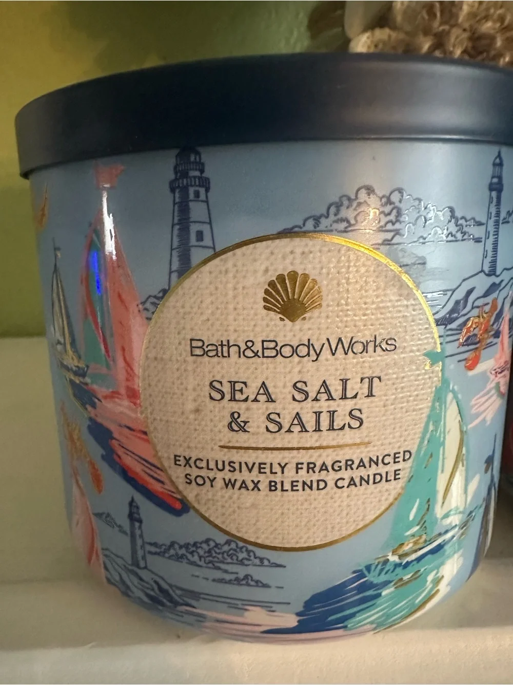 Bath & Body Works Blue & Teal Sea Salt & Sails Decorative Candle Tin